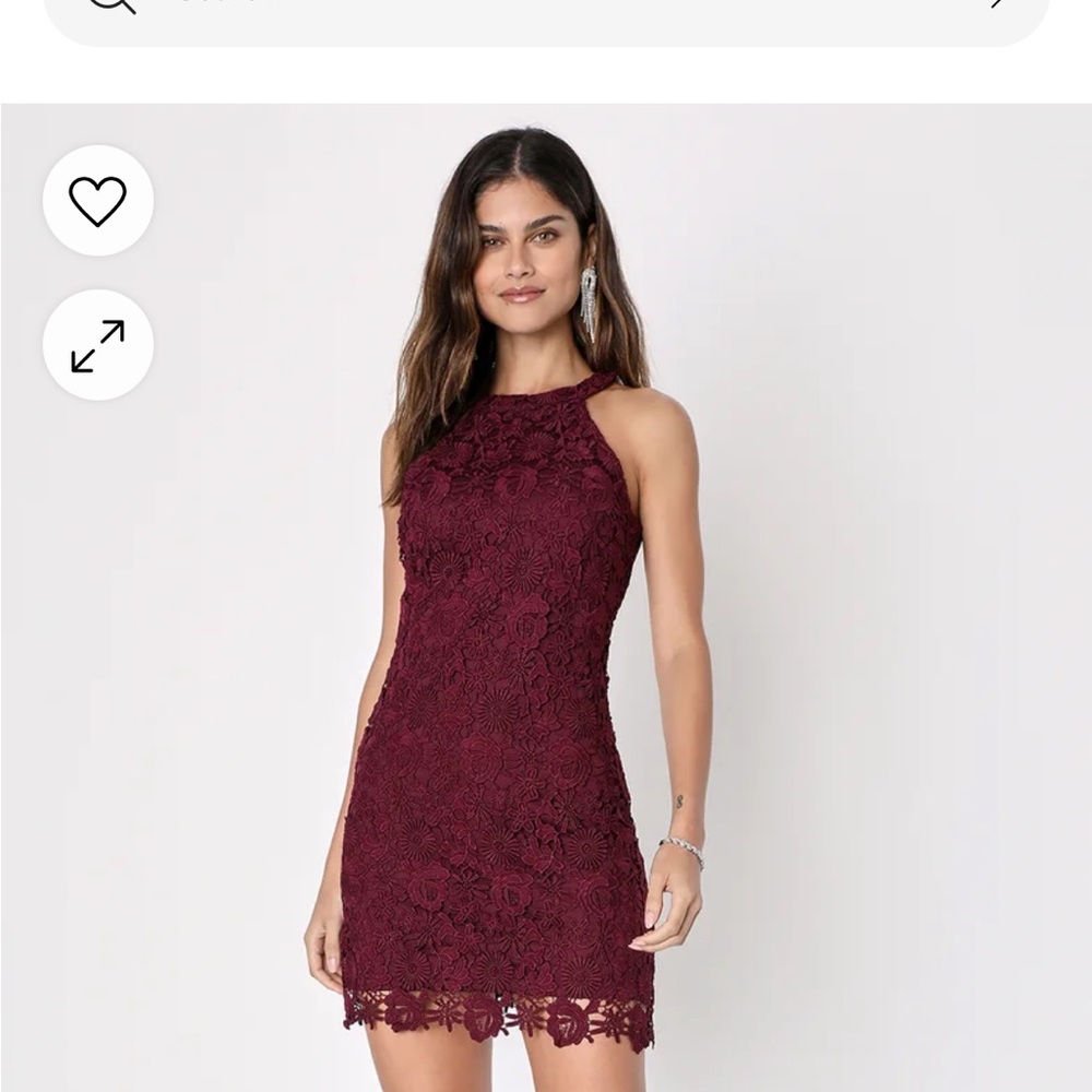 Love Poem Burgundy Lace Halter Mini Dress - NWT - Lulus XS